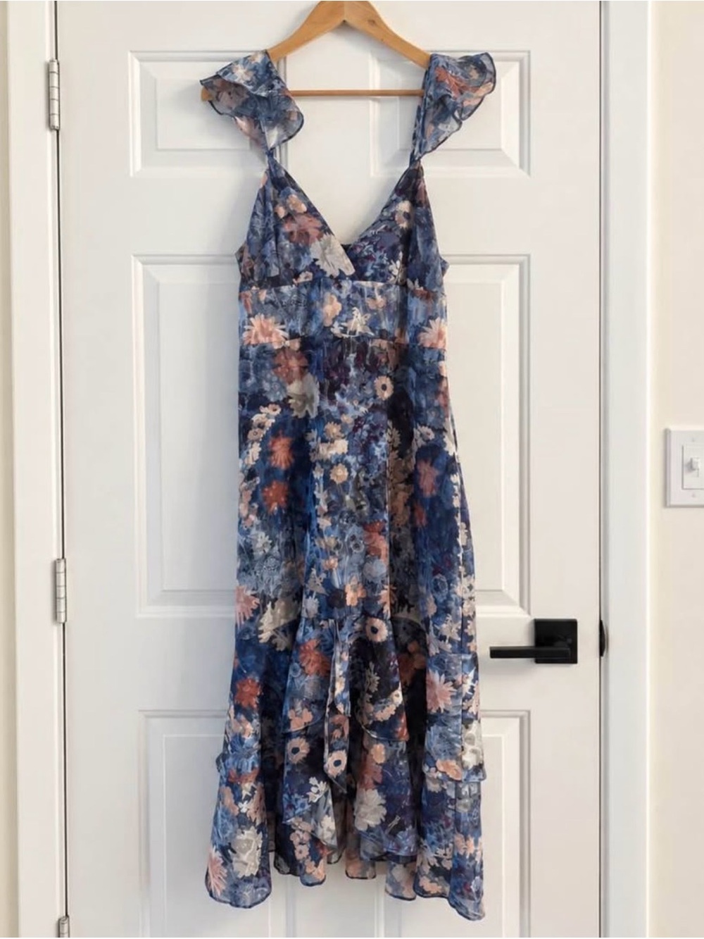 Anthropologie Blue Floral Maxi Dress